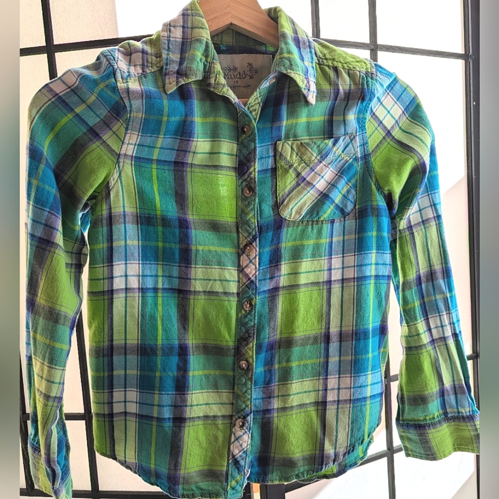 Child's plaid button down long sleeve Mudd shirt sz 10